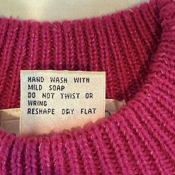 VTG 90s Jaclyn Smith Beaded Floral Sweater Womens S Pink Purple‎ Knit Retro Glam - Picture 7 of 7